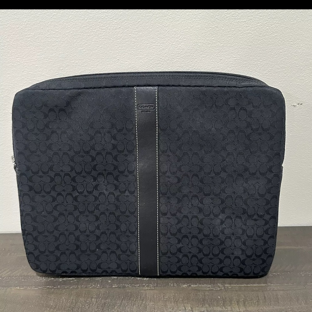 Coach Laptop Sleeve Black All Over Logo Print - 11x14 inch